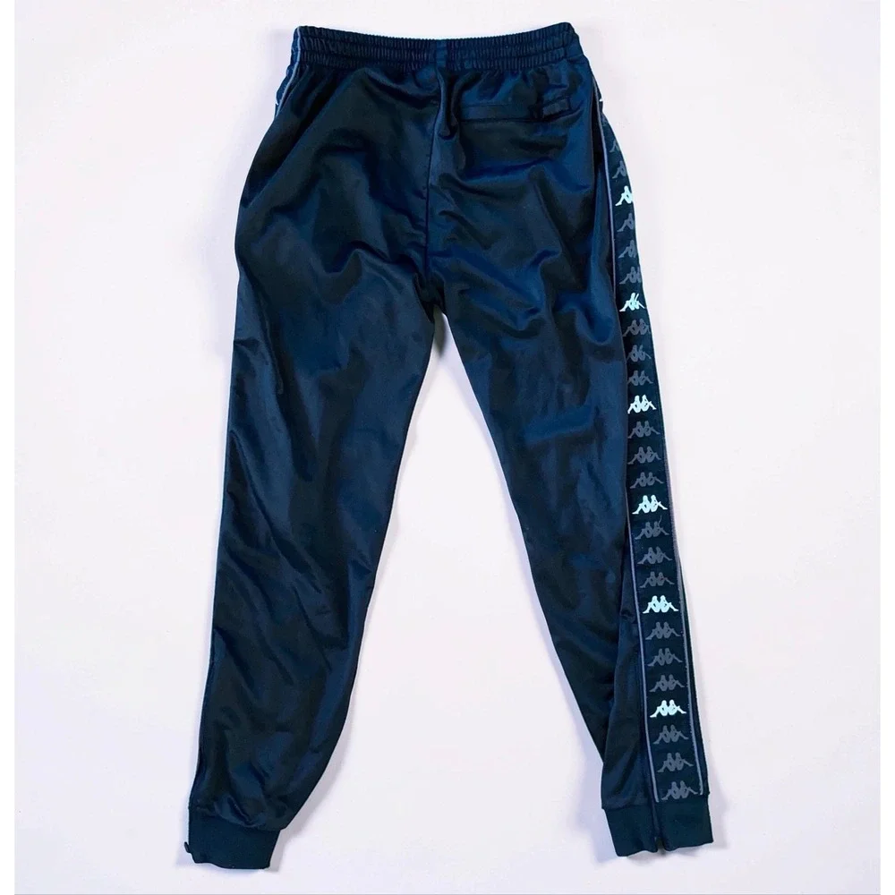 Kappa Mens M Black Logo Tape Track Pants Joggers Activewear